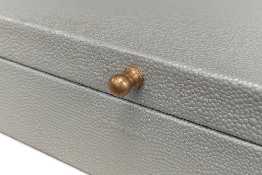 Sarreid Ltd - Gatsburg Shagreen Box, Storm Grey, S/2 - 54078-2 veiw 6