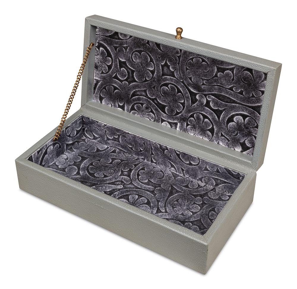 Sarreid Ltd - Gatsburg Shagreen Box, Storm Grey, S/2 - 54078-2 veiw 10