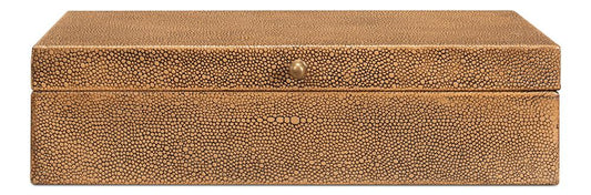 Sarreid Ltd - Gatsburg Shagreen Box, Tawny Brown, S/2 - 54078-5 veiw 2