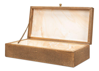 Sarreid Ltd - Gatsburg Shagreen Box, Tawny Brown, S/2 - 54078-5 veiw 3