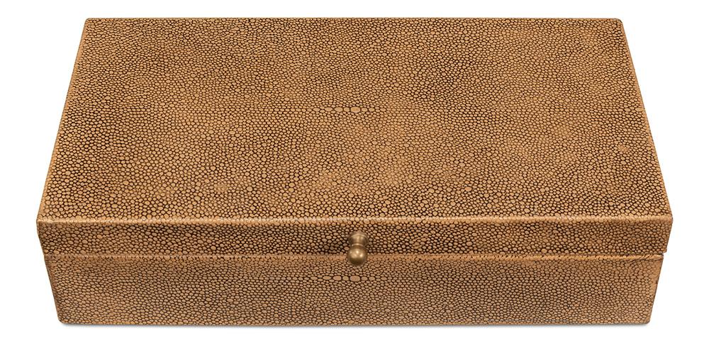 Sarreid Ltd - Gatsburg Shagreen Box, Tawny Brown, S/2 - 54078-5 veiw 4