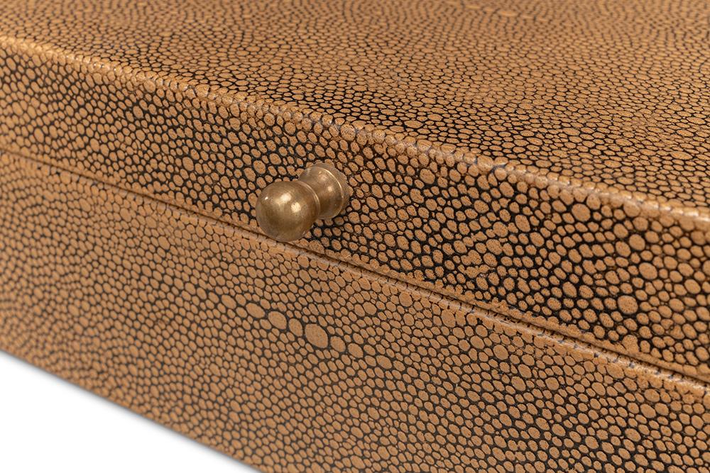 Sarreid Ltd - Gatsburg Shagreen Box, Tawny Brown, S/2 - 54078-5 veiw 6