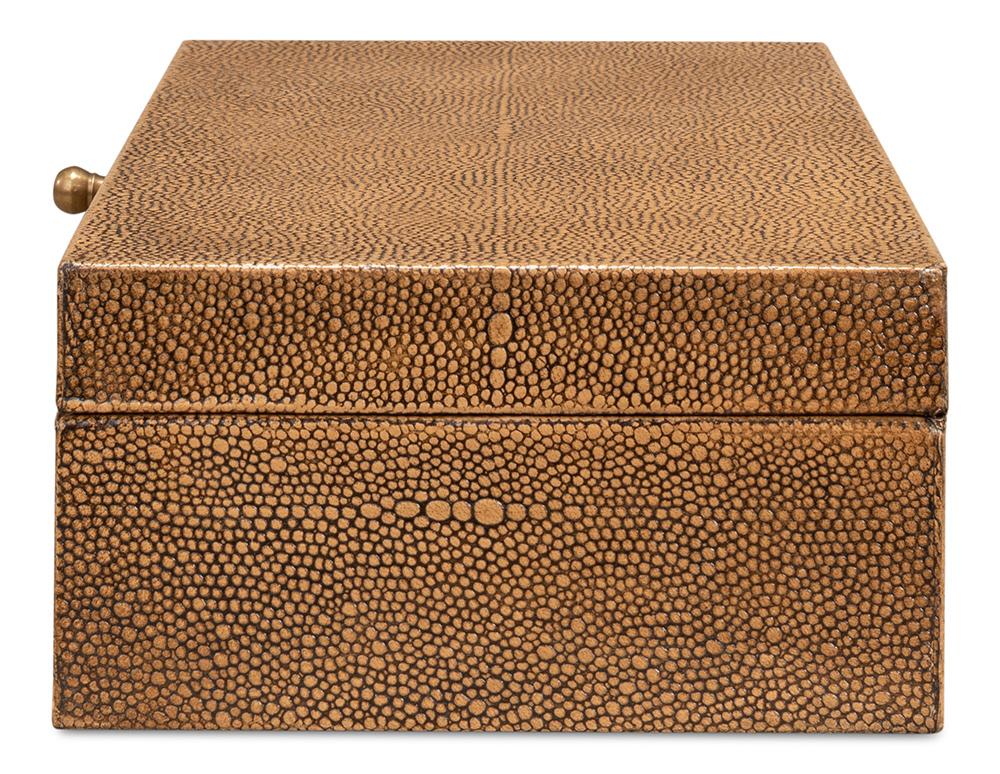 Sarreid Ltd - Gatsburg Shagreen Box, Tawny Brown, S/2 - 54078-5 veiw 8