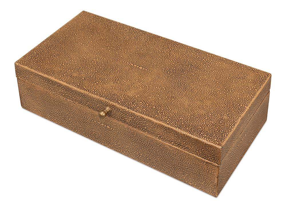 Sarreid Ltd - Gatsburg Shagreen Box, Tawny Brown, S/2 - 54078-5 veiw 9