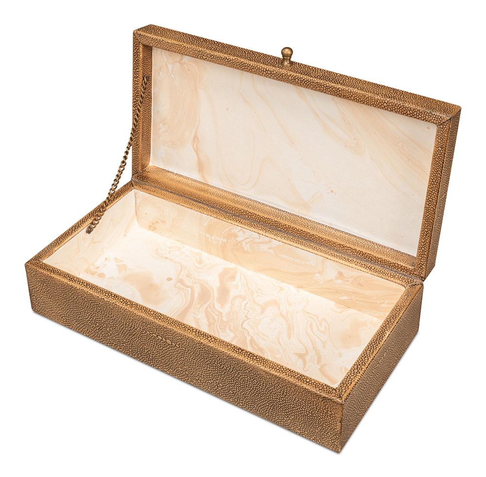 Sarreid Ltd - Gatsburg Shagreen Box, Tawny Brown, S/2 - 54078-5 veiw 10