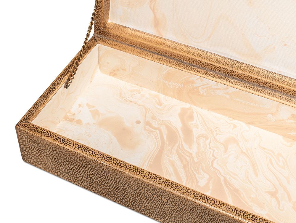 Sarreid Ltd - Gatsburg Shagreen Box, Tawny Brown, S/2 - 54078-5 veiw 11