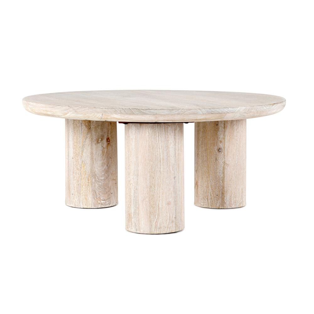 Kosas Home - Beau Solid Wood Round White Coffee Table - 51011497 veiw 2