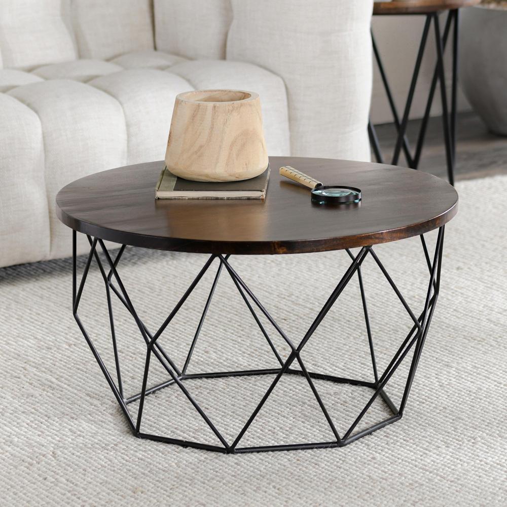Kosas Home - Chester Round Mango Wood Coffee Table Dark Brown - 51005949 veiw 3