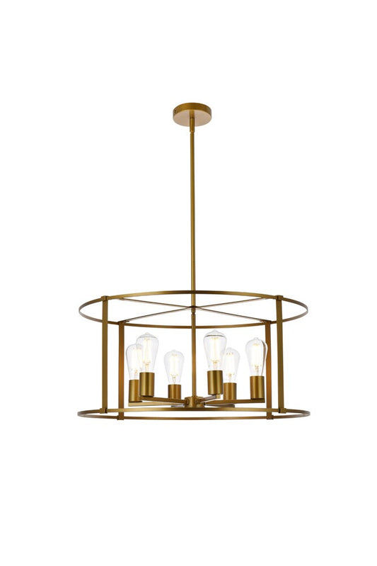 Elegant Furniture & Lighting - Agnys 6 lights pendant in brass - LD7058D26BR veiw 1