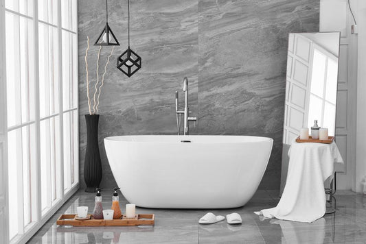 Elegant Furniture & Lighting - Allegra 59 inch soaking roll top bathtub in glossy white - BT10759GW veiw 2