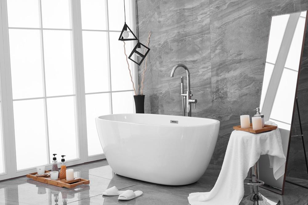 Elegant Furniture & Lighting - Allegra 59 inch soaking roll top bathtub in glossy white - BT10759GW veiw 7
