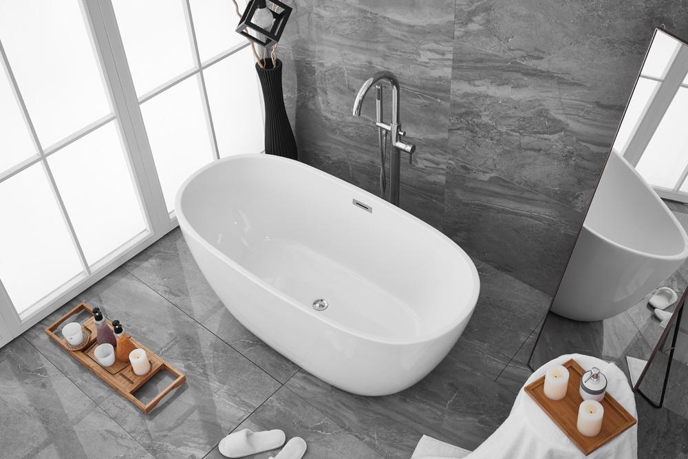 Elegant Furniture & Lighting - Allegra 59 inch soaking roll top bathtub in glossy white - BT10759GW veiw 9