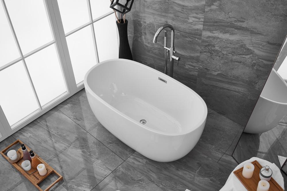 Elegant Furniture & Lighting - Allegra 54 inch soaking roll top bathtub in glossy white - BT10754GW veiw 9