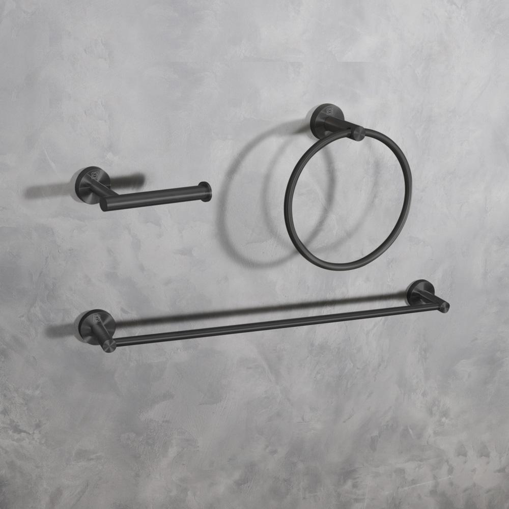 Elegant Furniture & Lighting - Alma 3-Piece Bathroom Hardware Set in Matte Black - HWB-11S3RMBK veiw 2