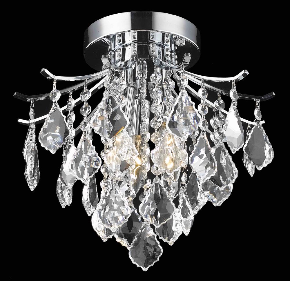 Elegant Furniture & Lighting - Amelia Flush Mount D12in H12in Lt:3 Chrome Finish - LD8100F12C veiw 1