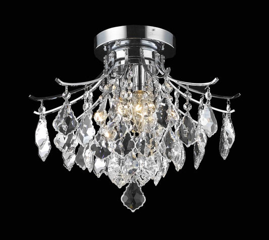 Elegant Furniture & Lighting - Amelia Flush Mount D16in H12in Lt:3 Chrome Finish - LD8100F16C veiw 1