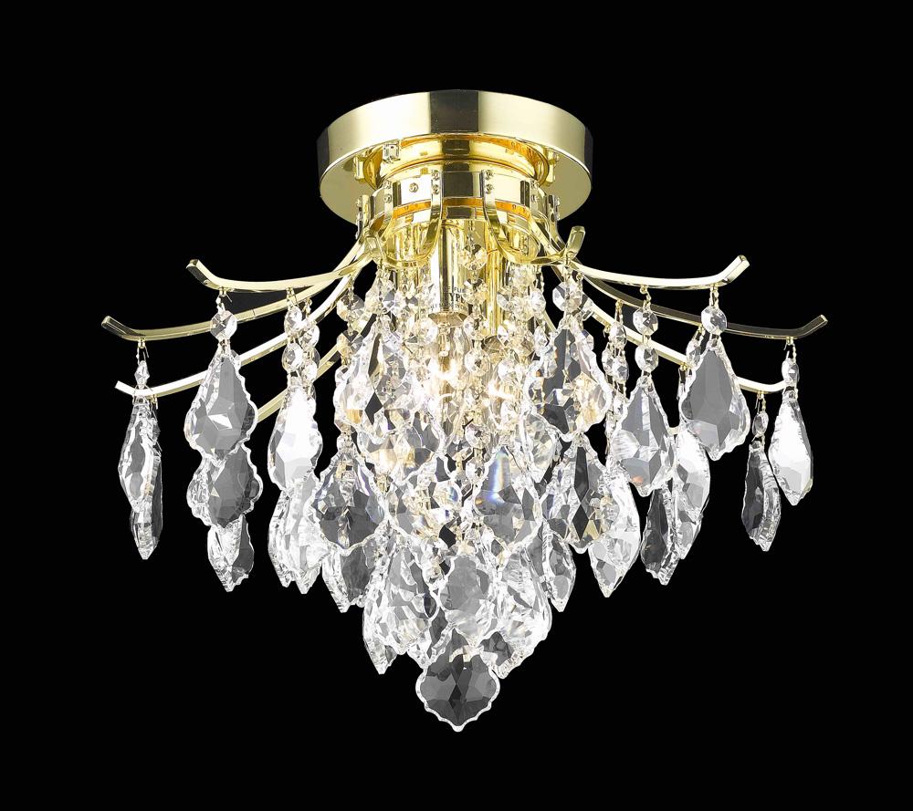 Elegant Furniture & Lighting - Amelia Flush Mount D16in H12in Lt:3 Gold Finish - LD8100F16G veiw 1
