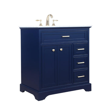 Elegant Furniture & Lighting - Americana 32 inch Single bathroom vanity in Blue - VF15032BL veiw 14