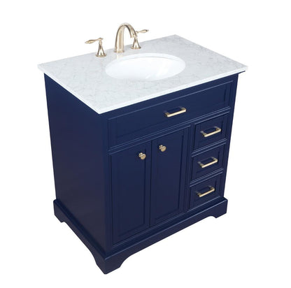 Elegant Furniture & Lighting - Americana 32 inch Single bathroom vanity in Blue - VF15032BL veiw 15
