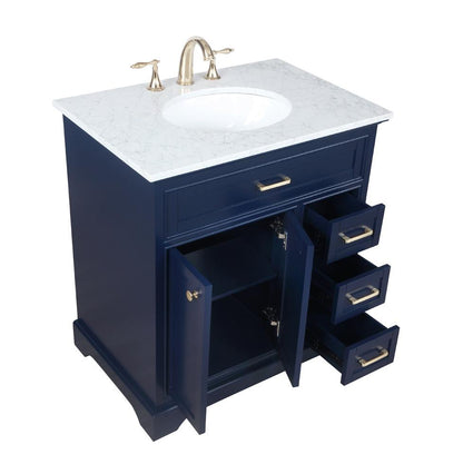 Elegant Furniture & Lighting - Americana 32 inch Single bathroom vanity in Blue - VF15032BL veiw 16