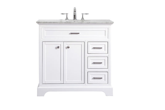 Elegant Furniture & Lighting - Americana 36 In. Single Bathroom Vanity Set In White - VF15036WH veiw 1