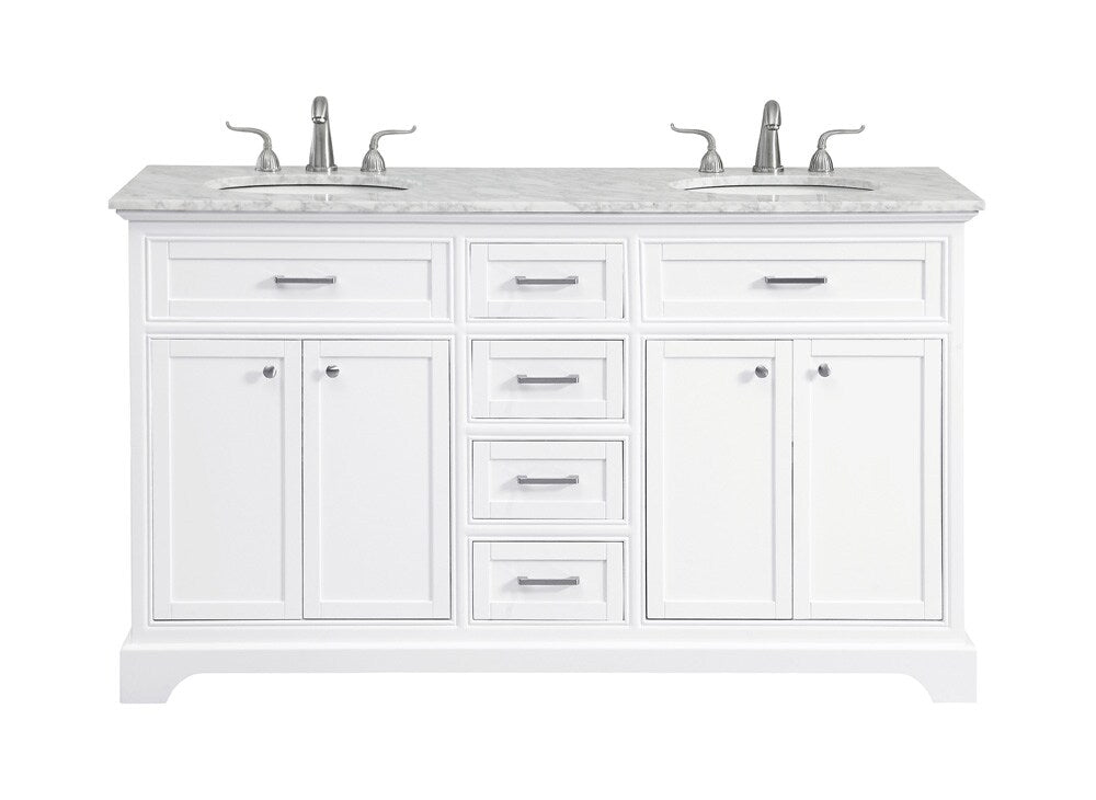 Elegant Furniture & Lighting - Americana 60 In. Double Bathroom Vanity Set In White - VF15060DWH veiw 1
