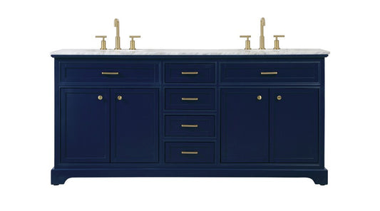 Elegant Furniture & Lighting - Americana 72 inch double bathroom vanity in blue - VF15072DBL veiw 1