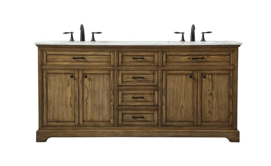 Elegant Furniture & Lighting - Americana 72 inch double bathroom vanity in driftwood - VF15072DDW veiw 1