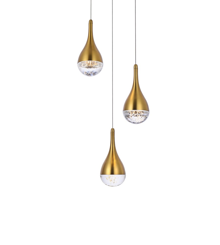 Elegant Furniture & Lighting - Amherst 10 inch LED pendant in satin gold - 3803D12SG veiw 3