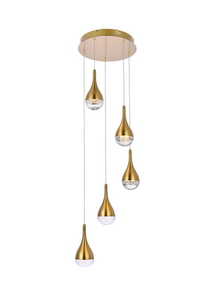 Elegant Furniture & Lighting - Amherst 14.5 inch LED pendant in satin gold - 3805D14SG veiw 1