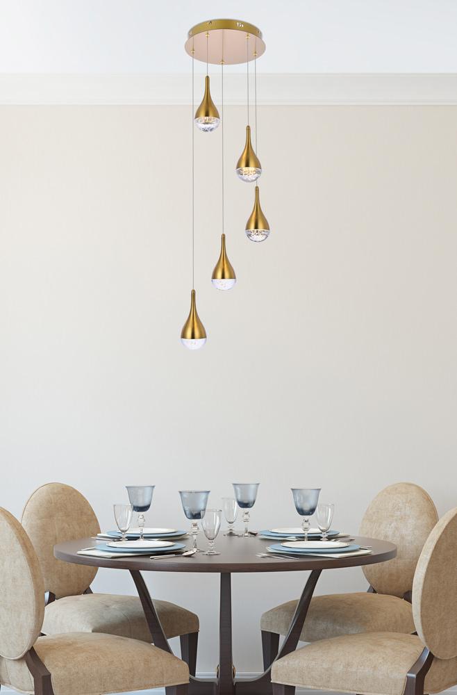 Elegant Furniture & Lighting - Amherst 14.5 inch LED pendant in satin gold - 3805D14SG veiw 2