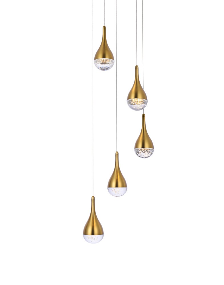 Elegant Furniture & Lighting - Amherst 14.5 inch LED pendant in satin gold - 3805D14SG veiw 3