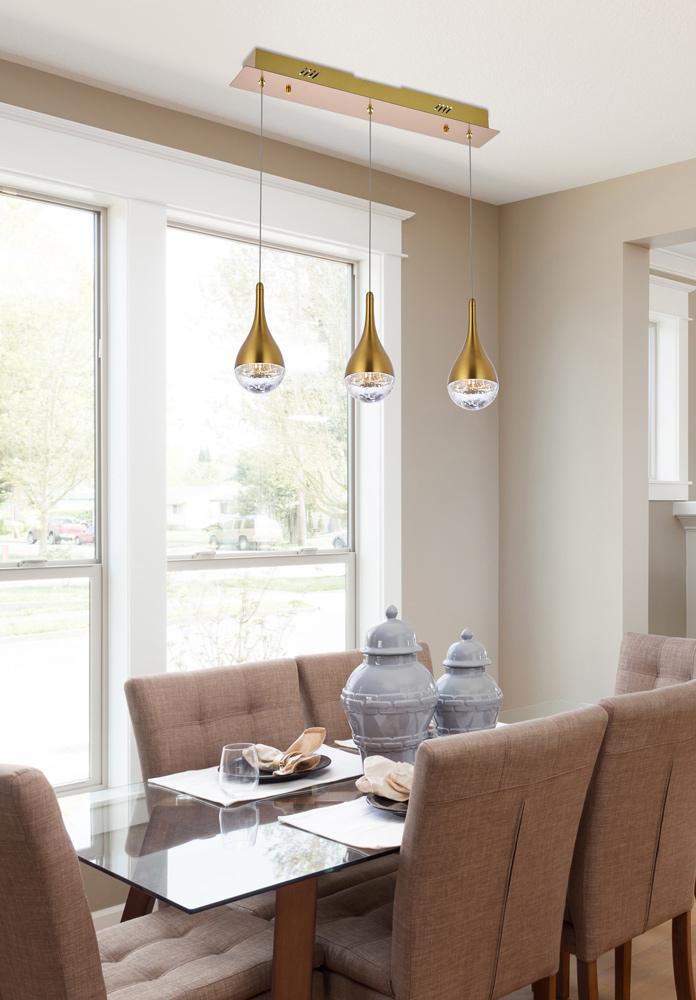 Elegant Furniture & Lighting - Amherst 24 inch LED pendant in satin gold - 3803D24SG veiw 2