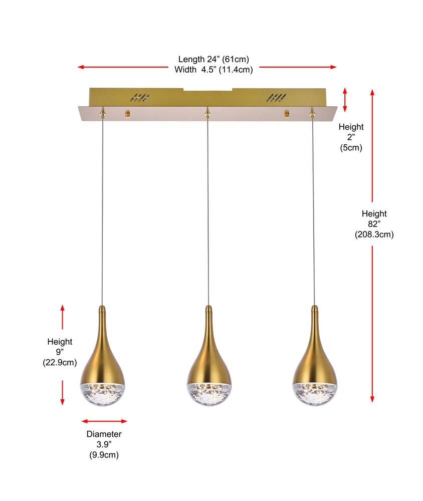 Elegant Furniture & Lighting - Amherst 24 inch LED pendant in satin gold - 3803D24SG veiw 9