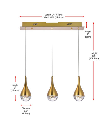 Elegant Furniture & Lighting - Amherst 24 inch LED pendant in satin gold - 3803D24SG veiw 9