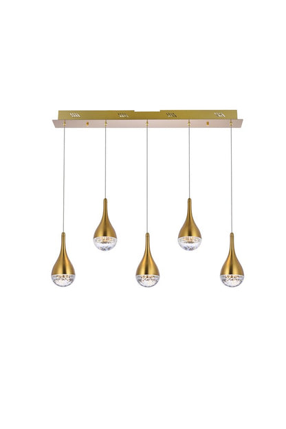 Elegant Furniture & Lighting - Amherst 34 inch LED pendant in satin gold - 3805D33SG veiw 1
