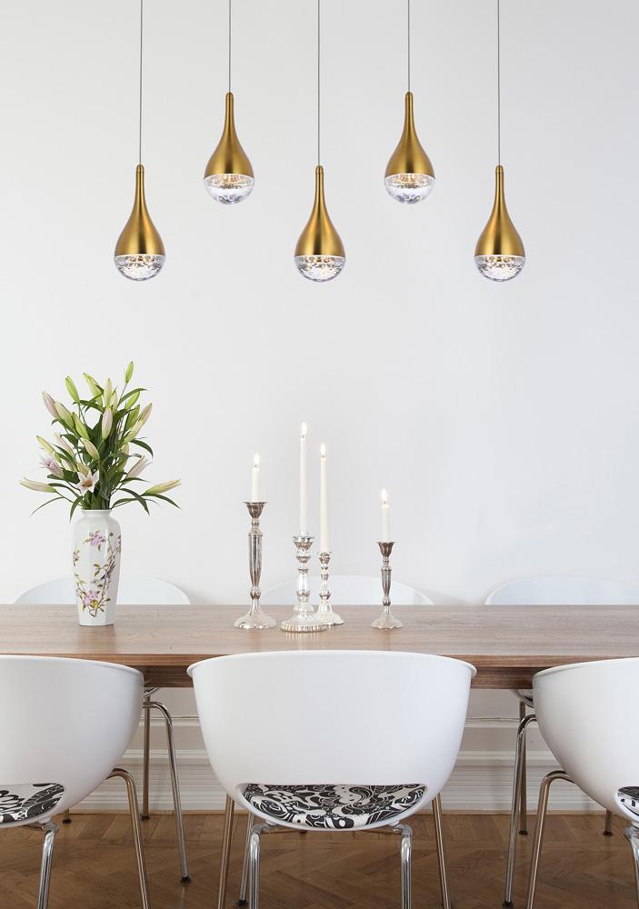 Elegant Furniture & Lighting - Amherst 34 inch LED pendant in satin gold - 3805D33SG veiw 2