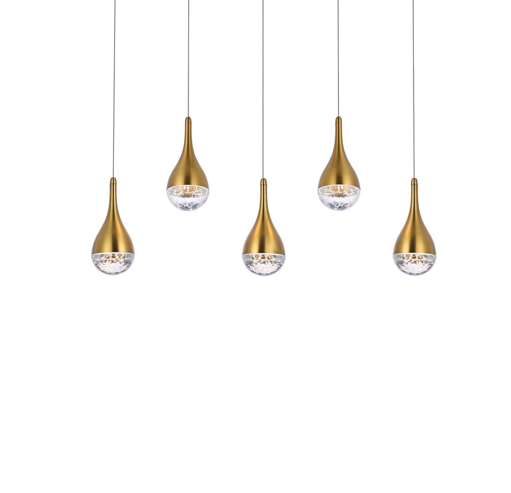 Elegant Furniture & Lighting - Amherst 34 inch LED pendant in satin gold - 3805D33SG veiw 3