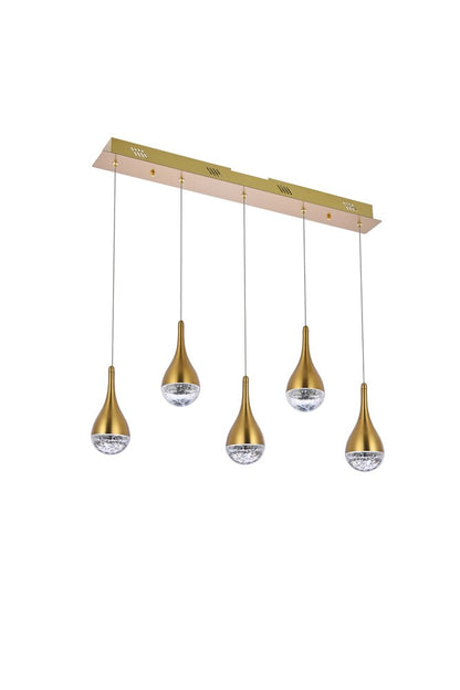 Elegant Furniture & Lighting - Amherst 34 inch LED pendant in satin gold - 3805D33SG veiw 7