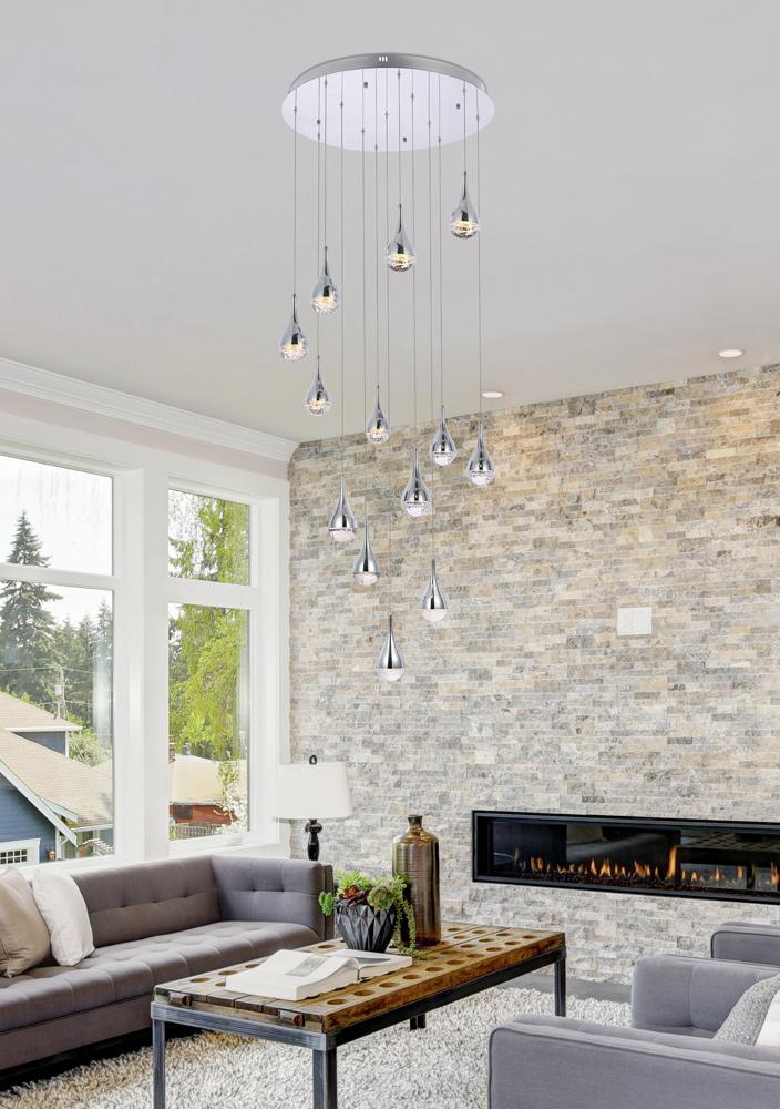 Elegant Furniture & Lighting - Amherst 30 inch LED chandelier in chrome - 3813D30C veiw 2