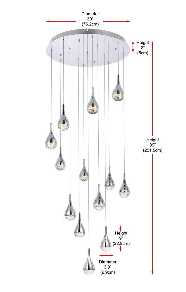 Elegant Furniture & Lighting - Amherst 30 inch LED chandelier in chrome - 3813D30C veiw 9