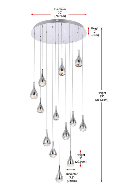 Elegant Furniture & Lighting - Amherst 30 inch LED chandelier in chrome - 3813D30C veiw 9