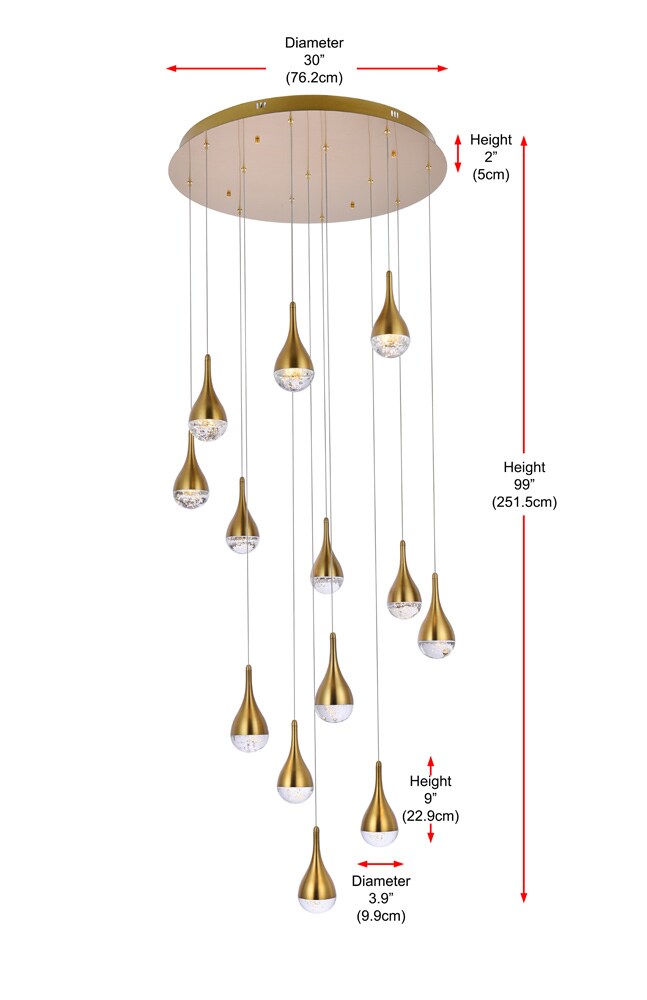 Elegant Furniture & Lighting - Amherst 30 inch LED chandelier in satin gold - 3813D30SG veiw 9