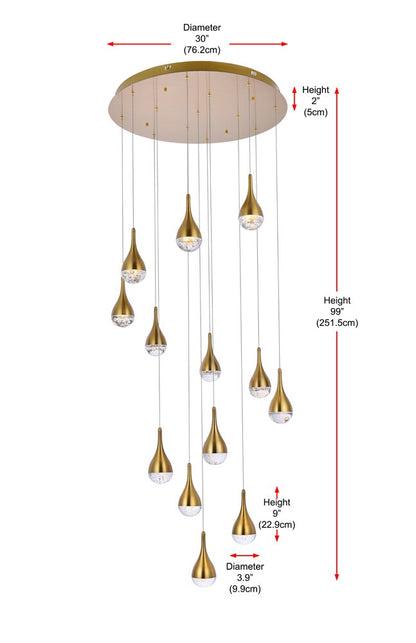 Elegant Furniture & Lighting - Amherst 30 inch LED chandelier in satin gold - 3813D30SG veiw 9