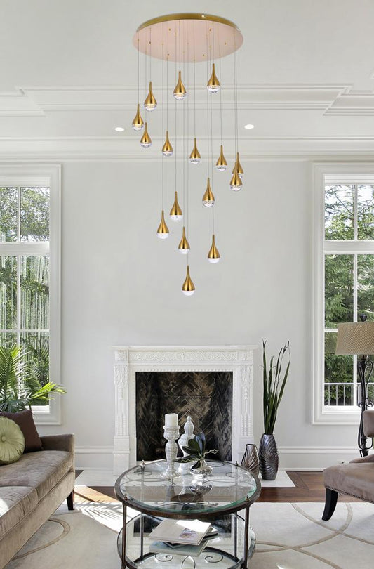 Elegant Furniture & Lighting - Amherst 36 inch LED chandelier in satin gold - 3816D36SG veiw 2