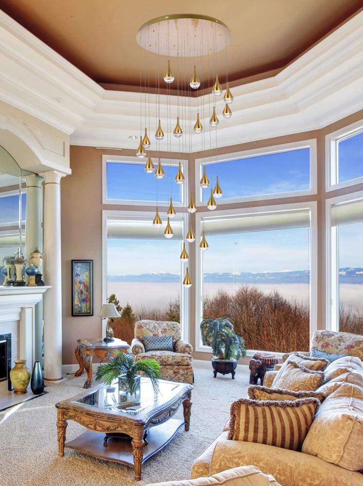 Elegant Furniture & Lighting - Amherst 42 inch LED chandelier in satin gold - 3825D42SG veiw 2