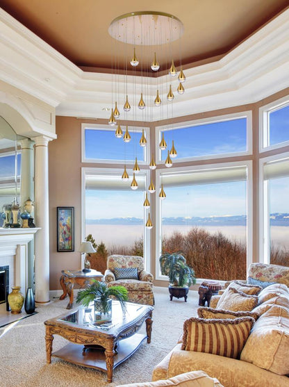 Elegant Furniture & Lighting - Amherst 42 inch LED chandelier in satin gold - 3825D42SG veiw 2