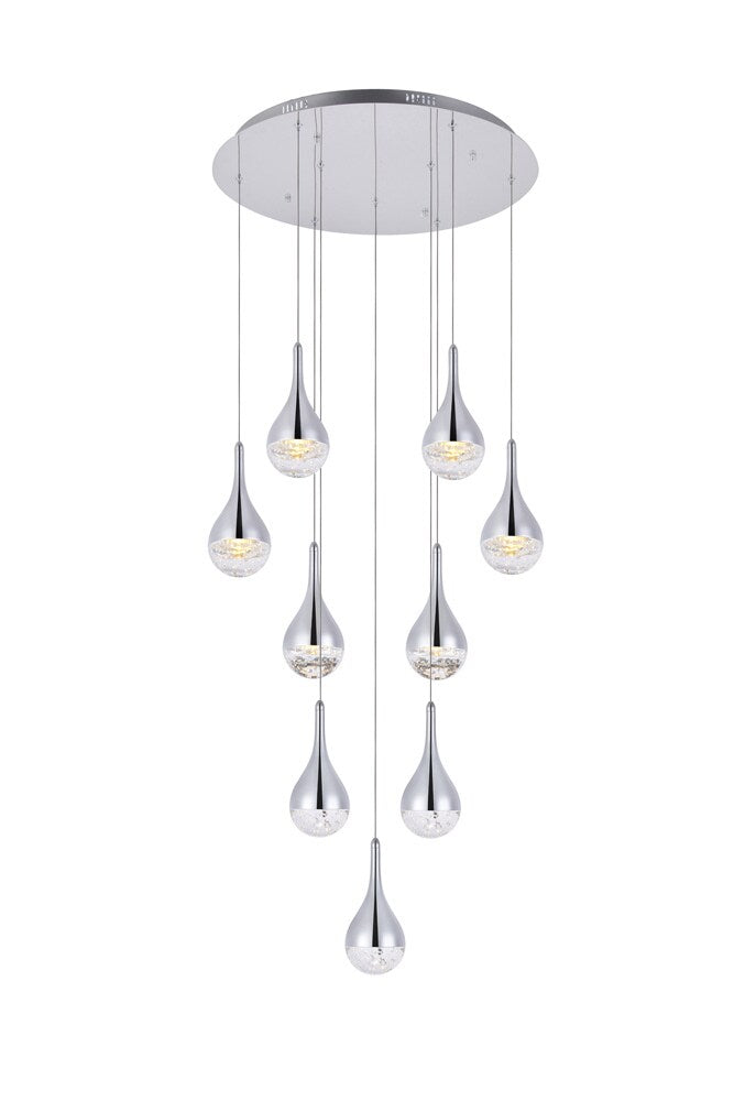 Elegant Furniture & Lighting - Amherst LED 9-light chandelier 24in x 9in chrome finish - 3809D24C veiw 1