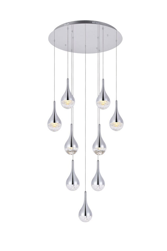 Elegant Furniture & Lighting - Amherst LED 9-light chandelier 24in x 9in chrome finish - 3809D24C veiw 1