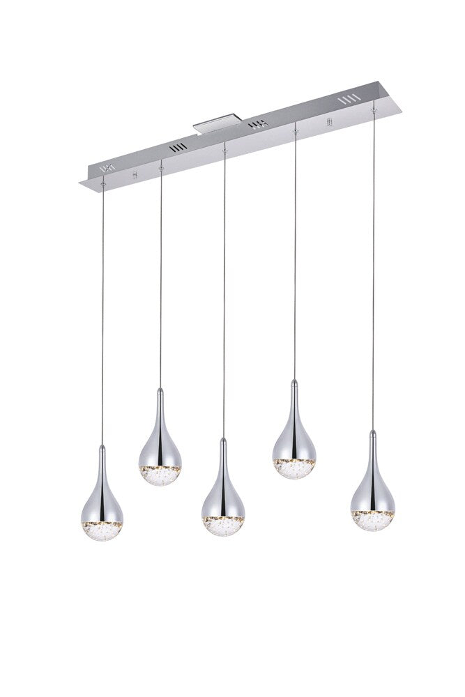 Elegant Furniture & Lighting - Amherst LED 5-light chandelier 34in x 4in x 9in chrome finish - 3805D33C veiw 1